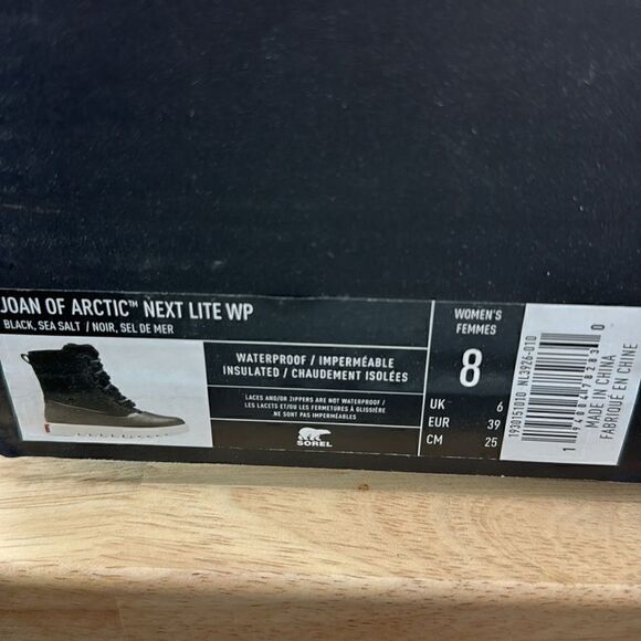Sorel Joan of Artic Next Lite WP Boot- Black/Sea Salt- Size 8- NIB - Picture 2 of 8
